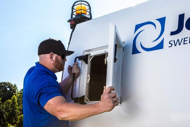 Operator opening hopper access door