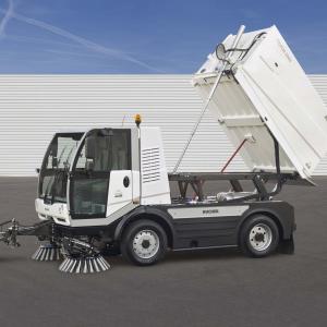 CityCat 5006 compact street sweeper hopper tilted